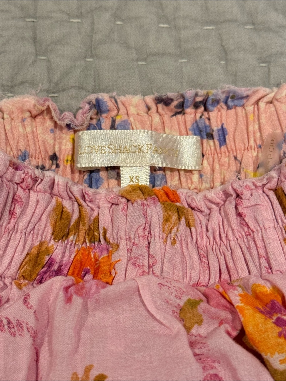 LoveShackFancy Pink Floral Ruffle Tiered Mini Skirt - Exploded Pink Mixed Print - Picture 4 of 7